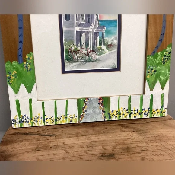 🔵 Beautiful Solid Wood, Hand Painted Frame with print by Artist Donna Burgess - Picture 7 of 15